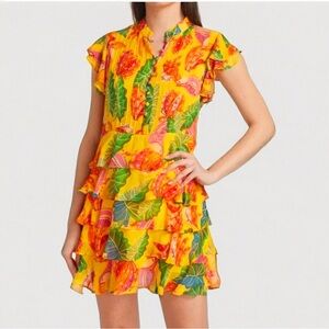 Farm Rio Yellow Beaks & Bananas Mini Dress NWT Size M